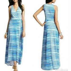 Ann Taylor Blue Aquatic Stripe Maxi Dress Size XS or S